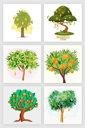 卡通手绘矢量芒果树