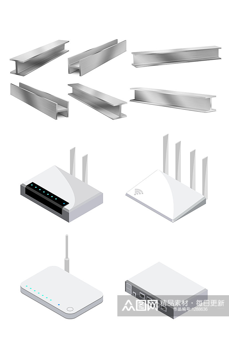钢材与路由器矢量元素素材