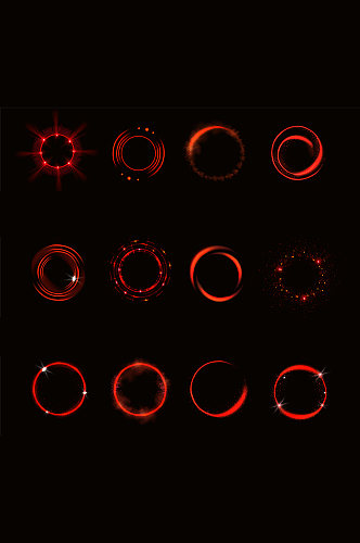 红色粒子光影特效元素