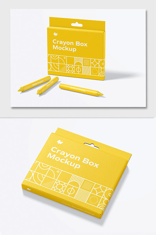 蜡笔盒包装样机贴图