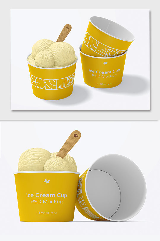 冰淇淋包装盒图案样机贴图