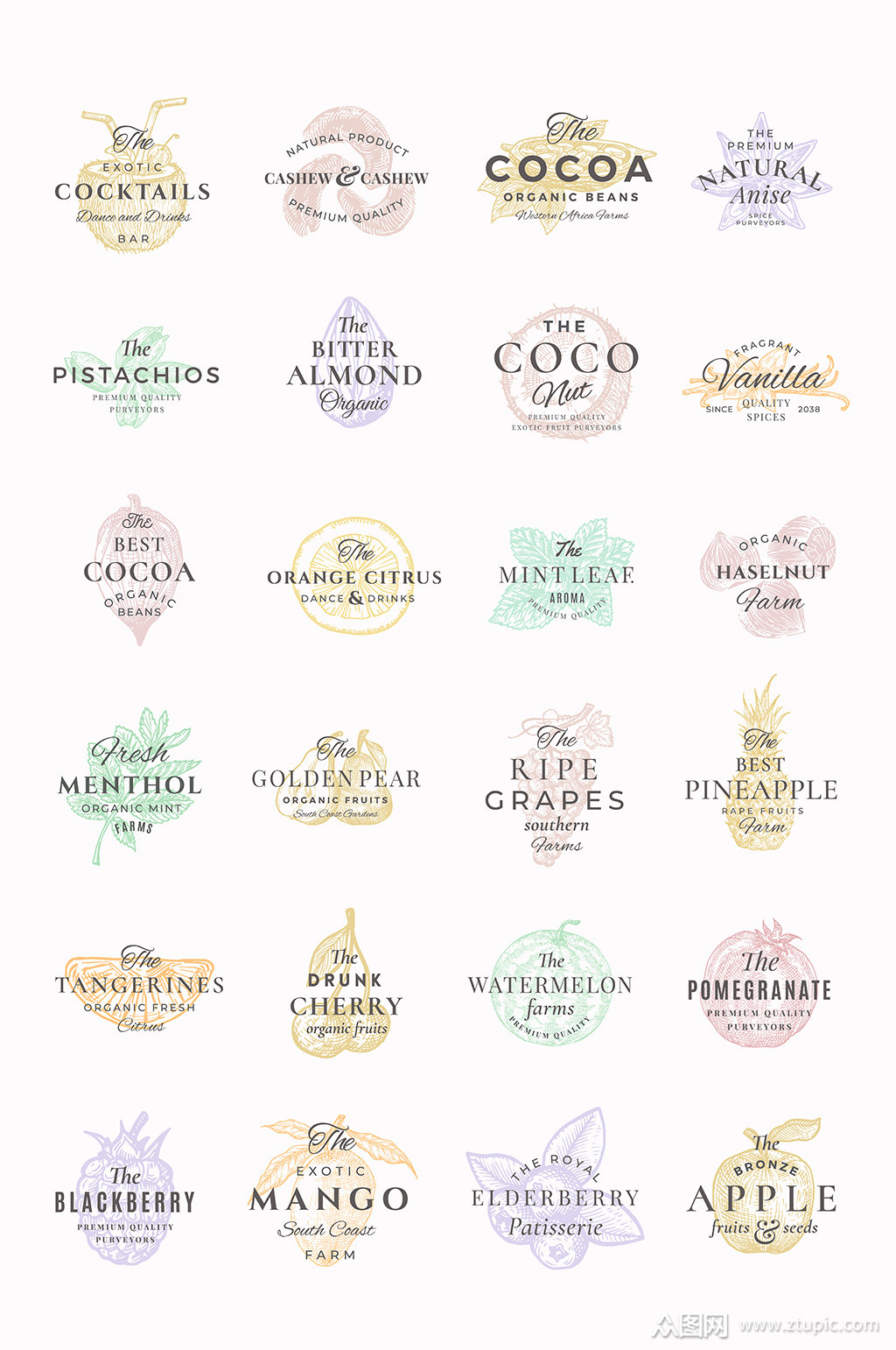 手绘水果logo矢量元素素材