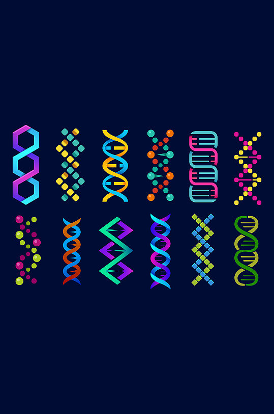 基因图谱扁平化插画