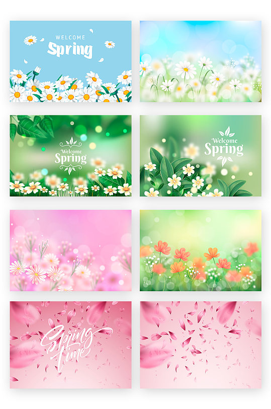 春天小野菊风景飞舞花瓣元素
