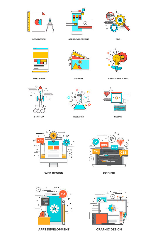 线性扁平化图标设计开发图标