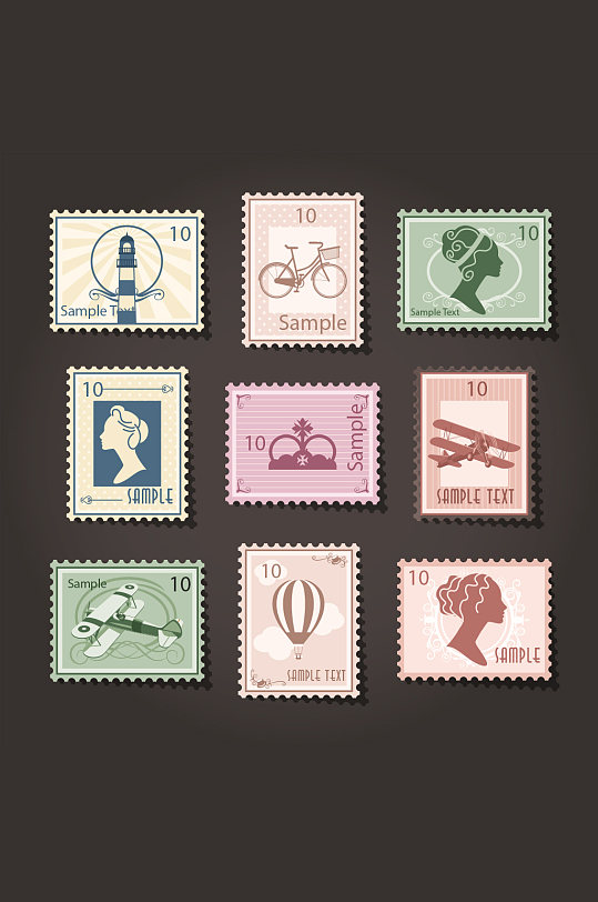 复古北欧邮票元素