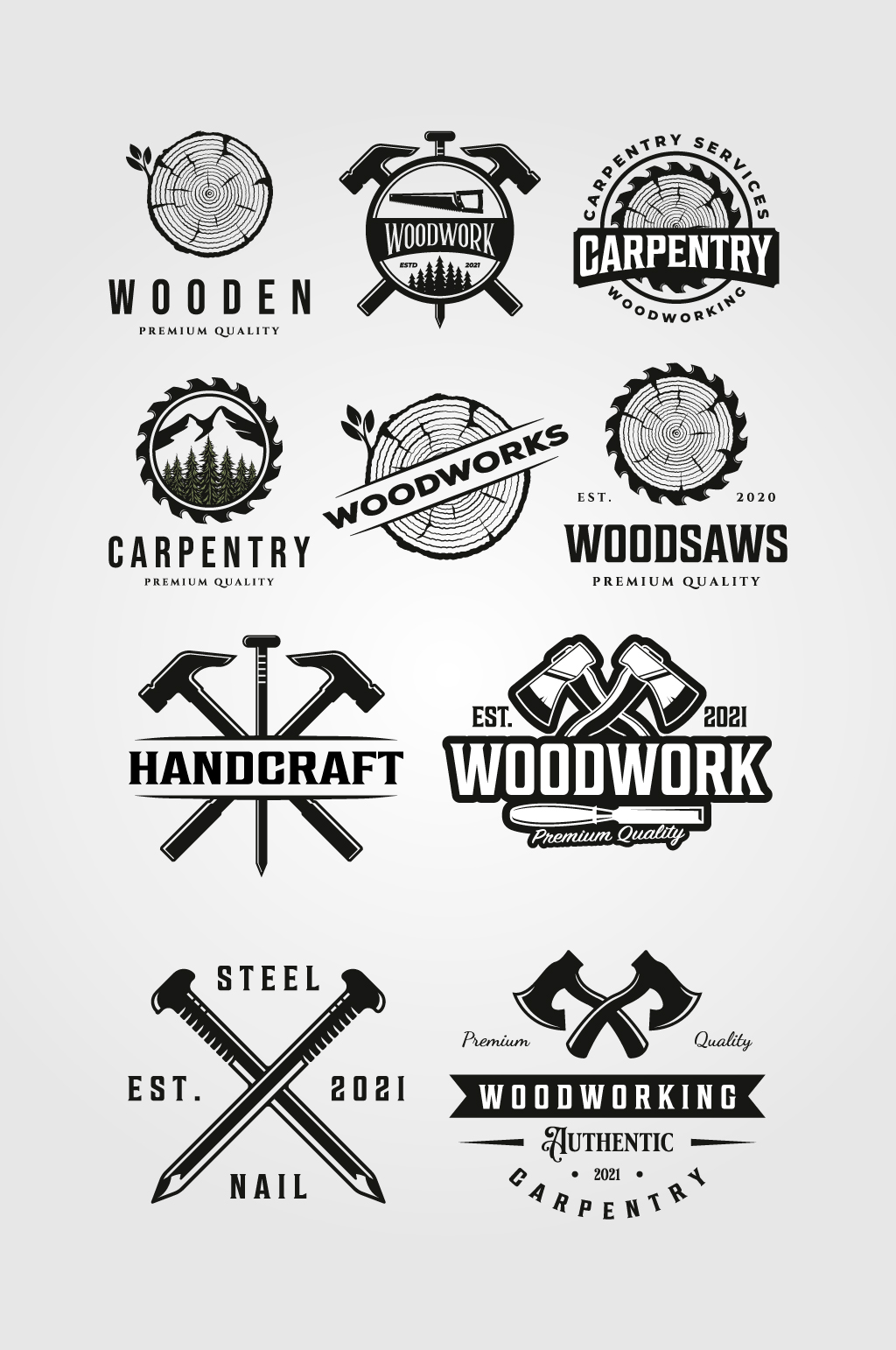 伐木工砍伐木材矢量logo元素