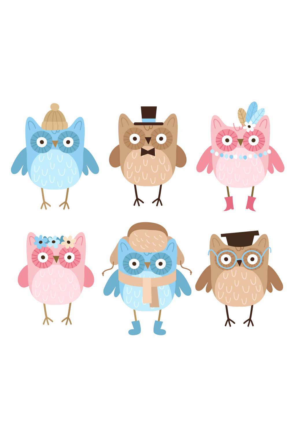 可爱猫头鹰小动物元素素材