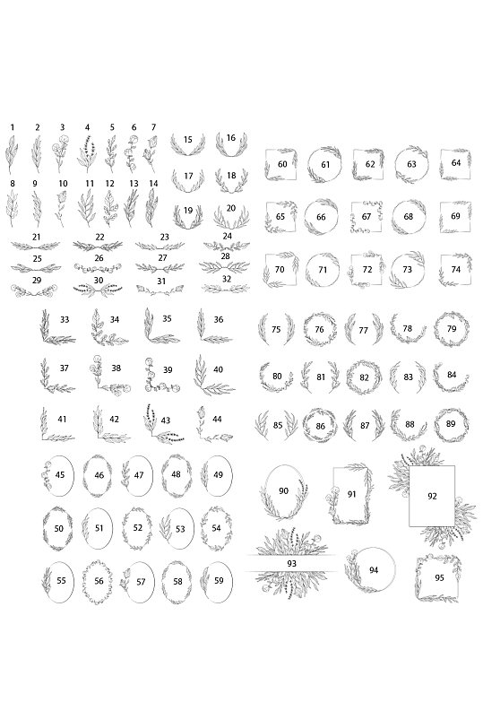 线描创意花卉边框元素