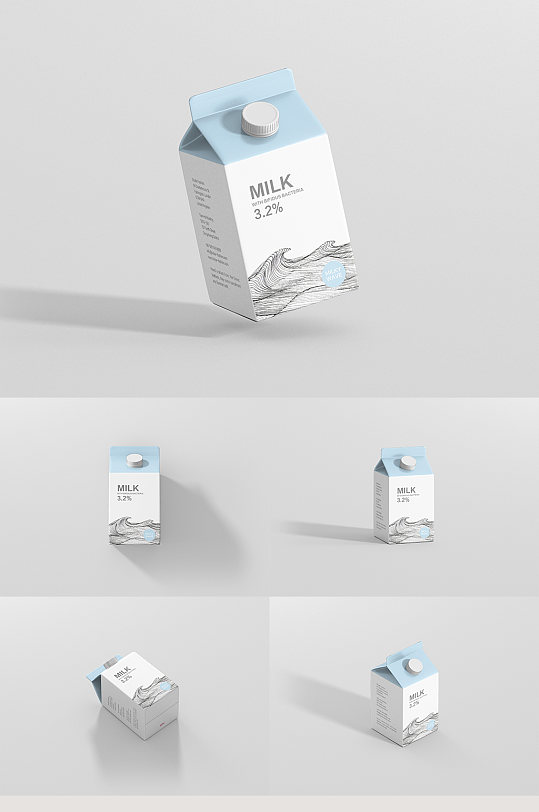 牛奶鲜奶包装瓶样机贴图