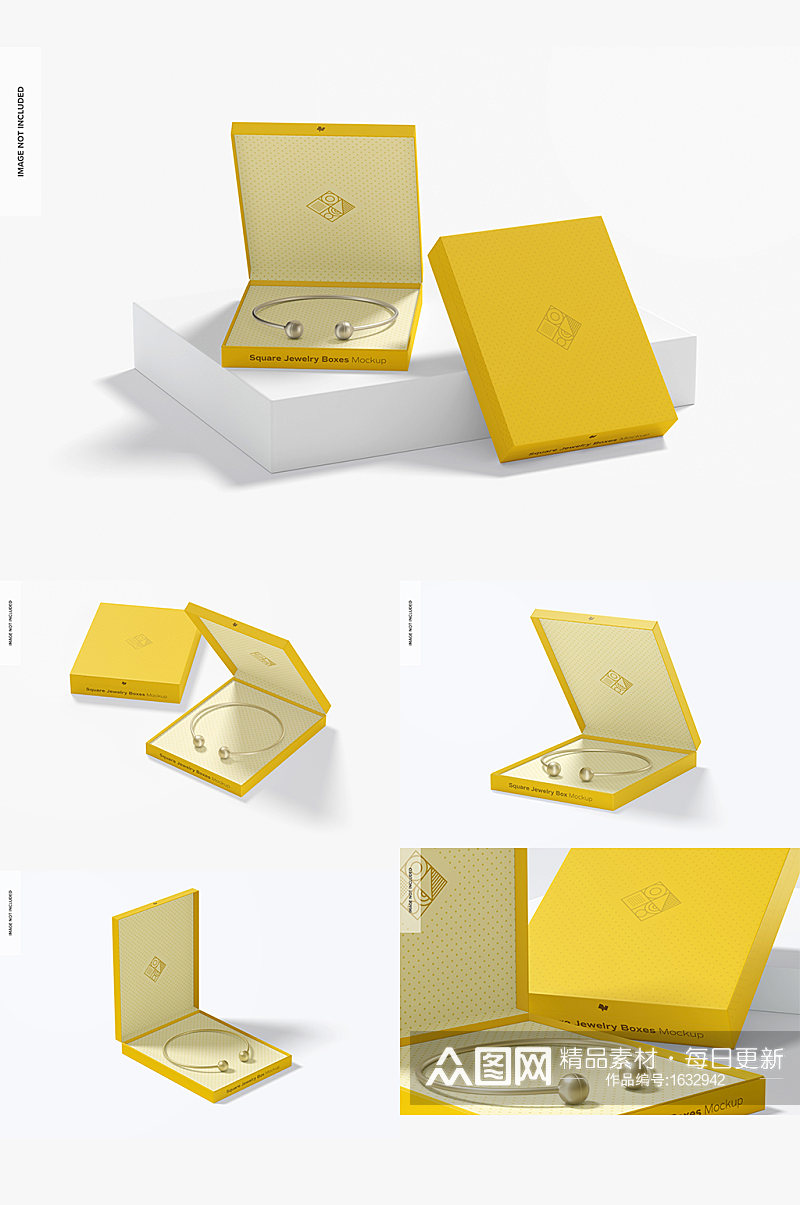 银手镯包装盒样机贴图素材