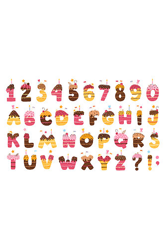 生日快乐蛋糕风格字母与数字