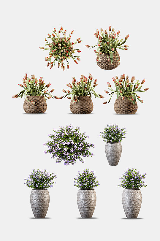 3d全景绿植展示psd免抠元素