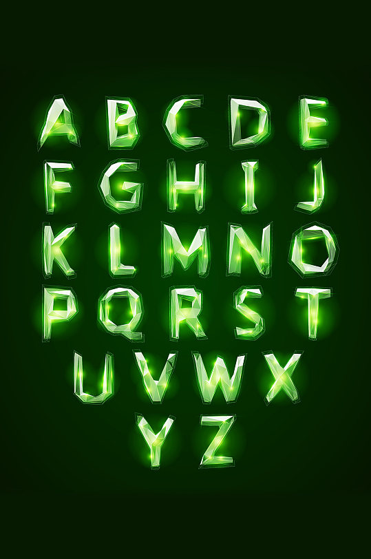 绿色水晶抽象英文字母元素