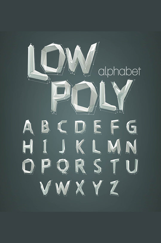 抽象线条玻璃效果英文字母元素