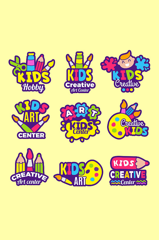 幼儿绘画矢量logo元素