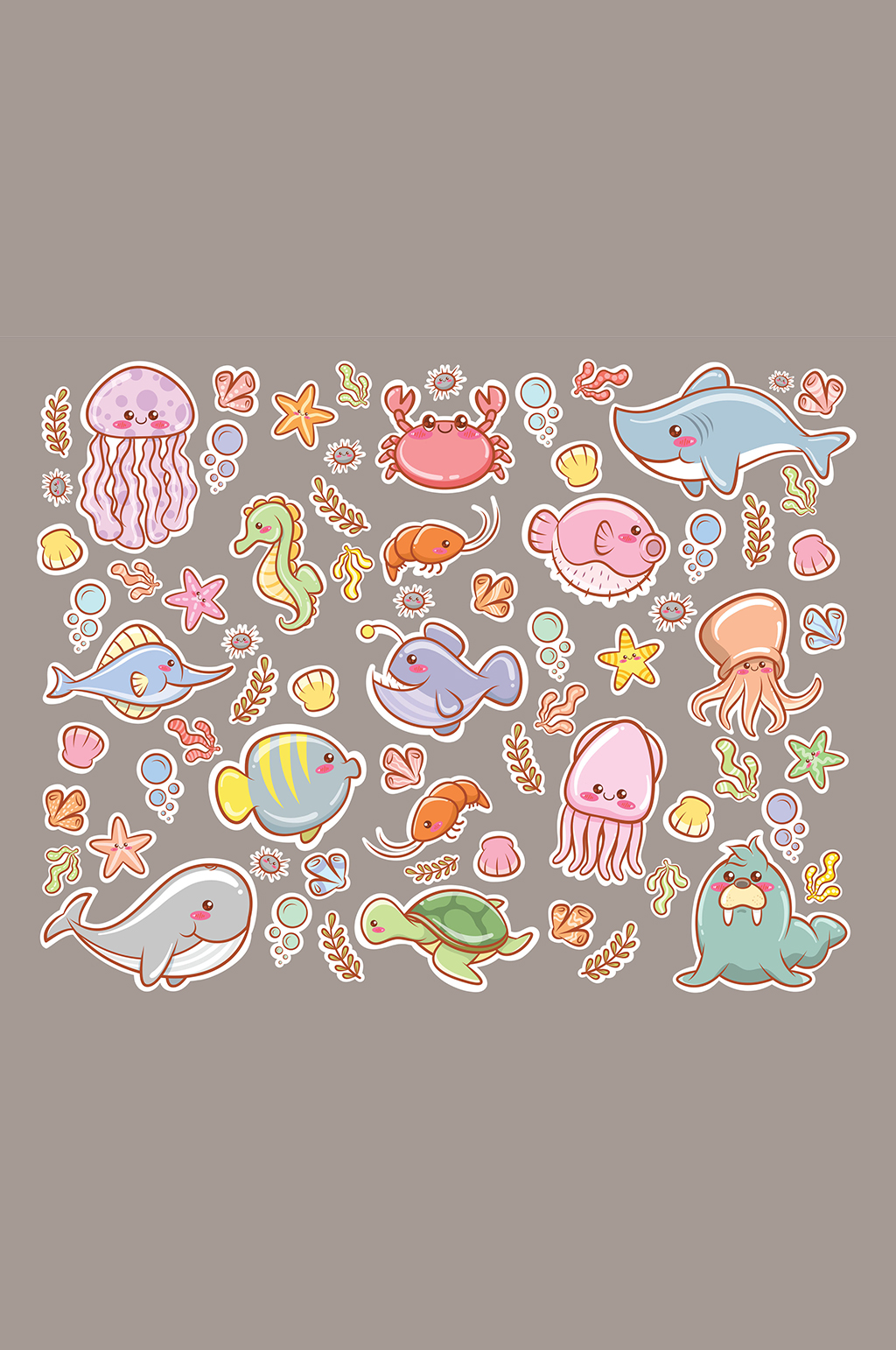 可爱卡通海洋生物形象元素素材