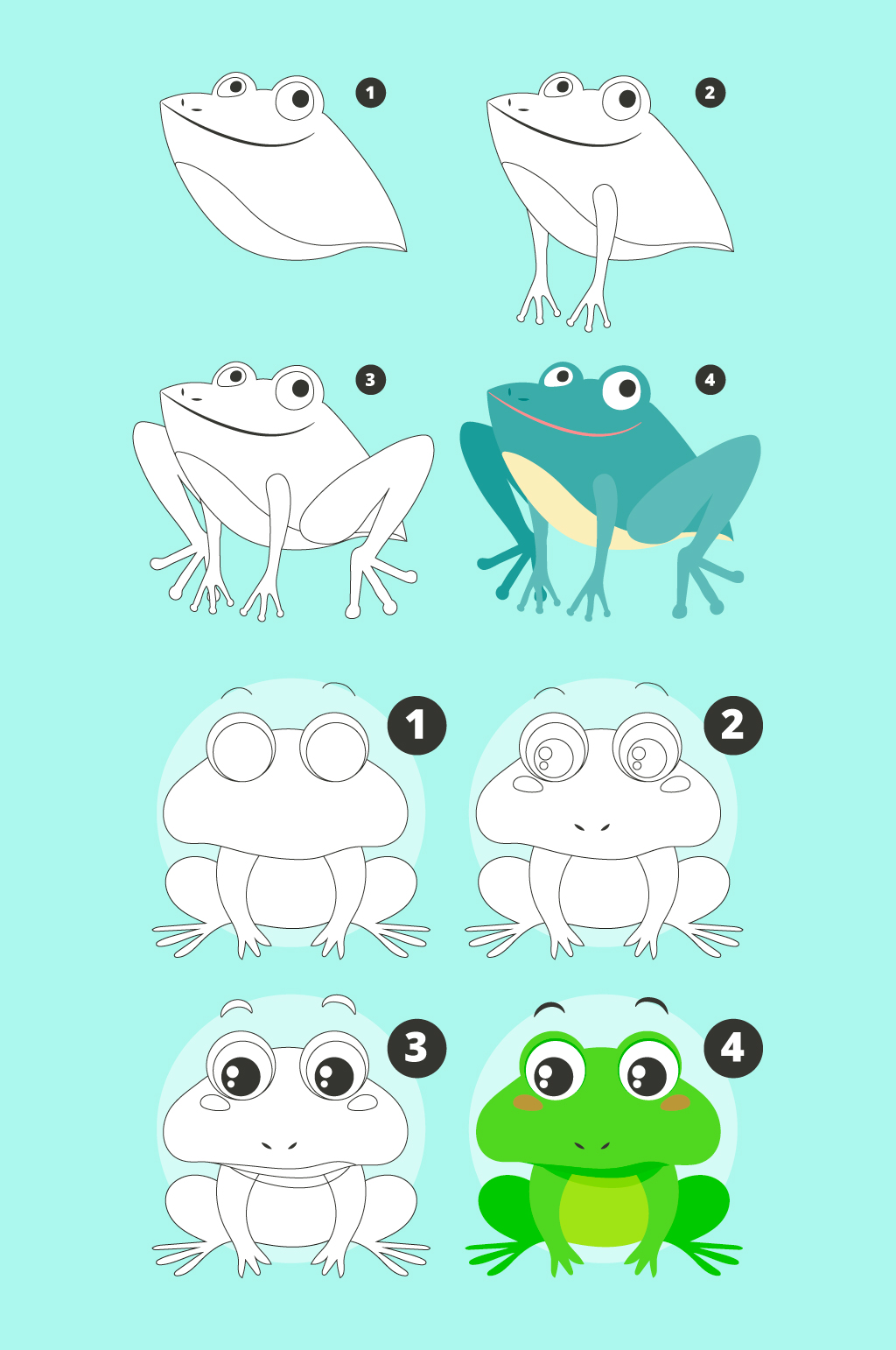 青蛙绘画步骤讲解矢量元素