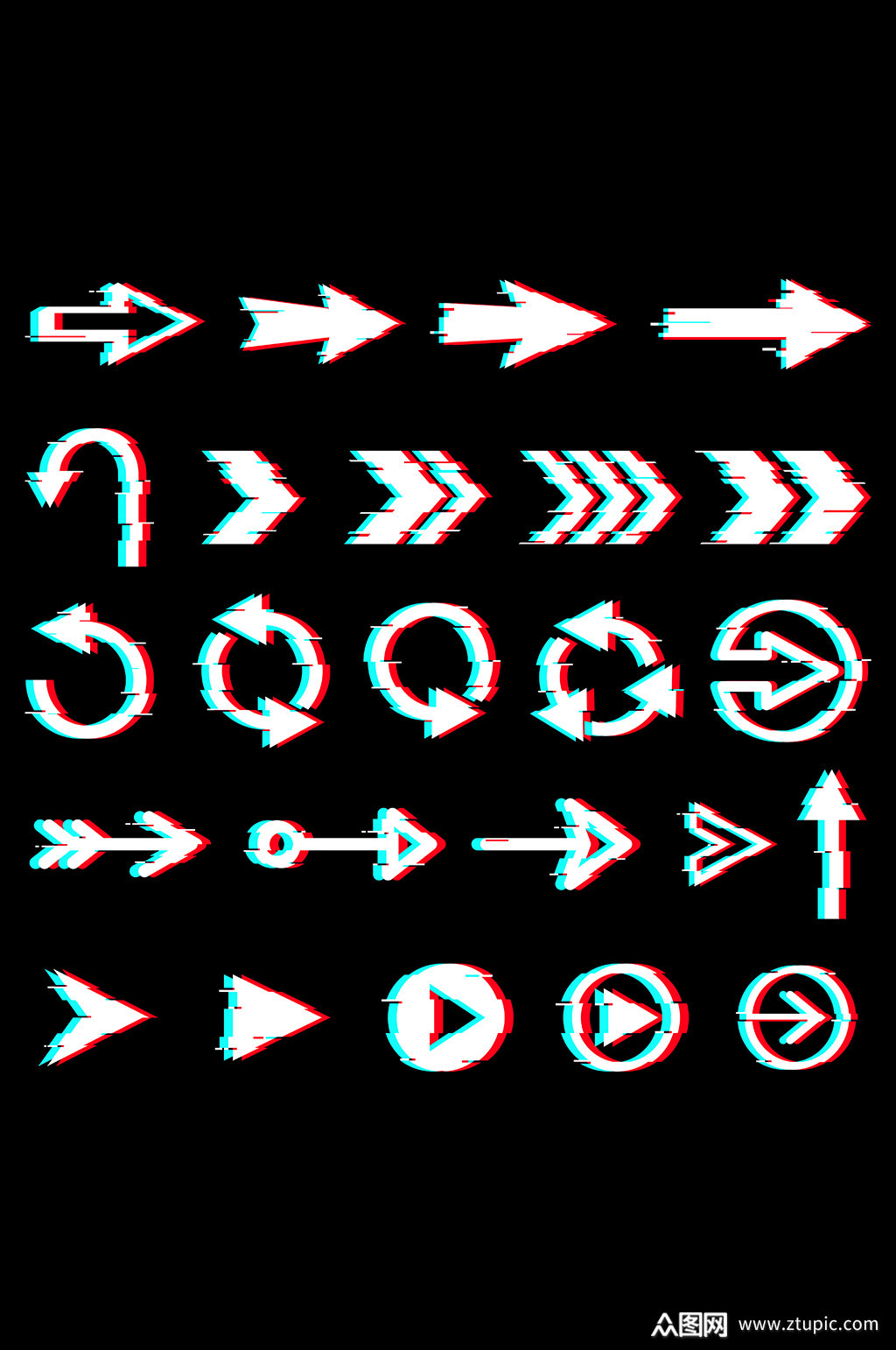 干扰错位箭头指向图形元素