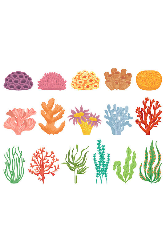 海洋水草珊瑚矢量元素