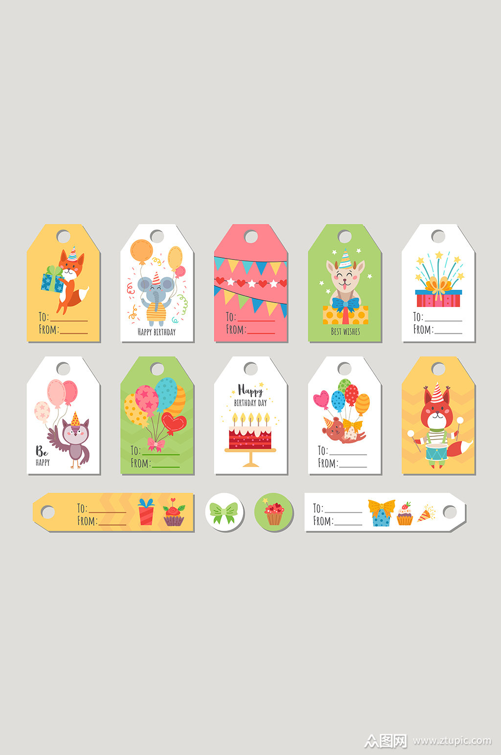可爱森林小动物卡片标签元素模板下载-编号1998489-众图网