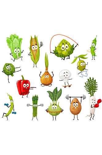 可爱蔬菜运动会卡通元素