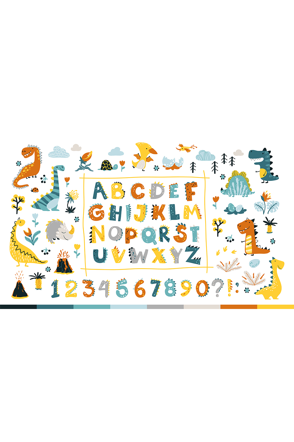 可爱小恐龙风格英文字母元素