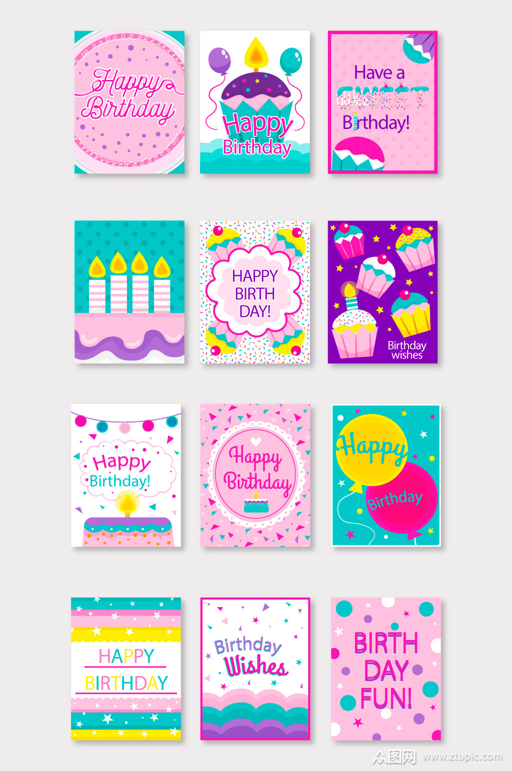 生日快乐祝贺创意卡片素材