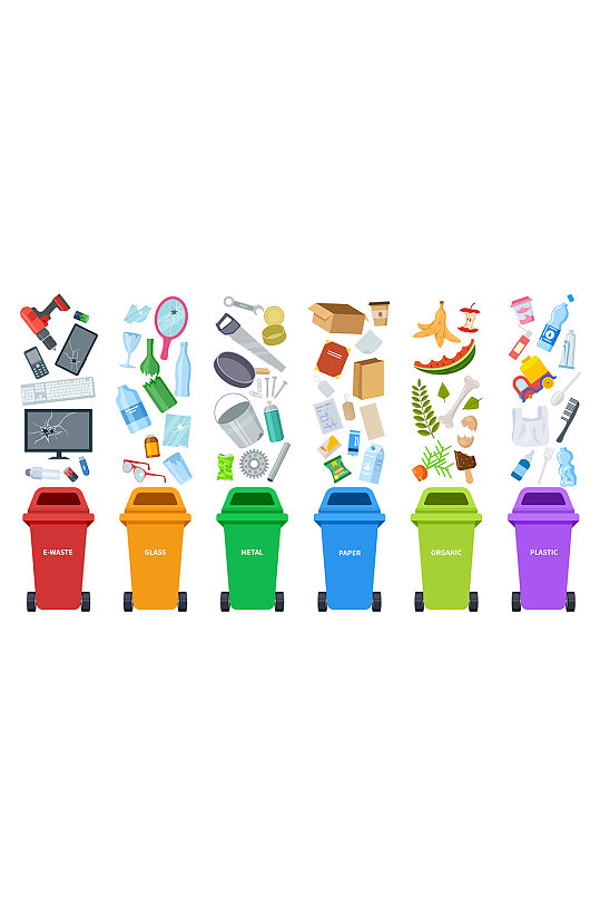 垃圾分类分解图矢量元素-众图网