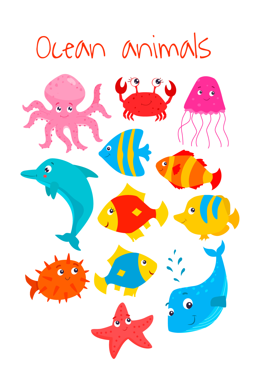 卡通海洋生物元素素材