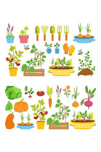 园艺种植蔬菜卡通元素