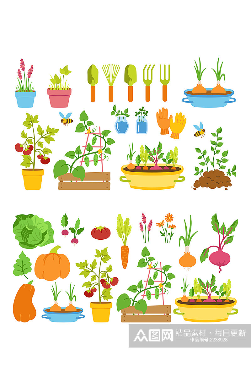 园艺种植蔬菜卡通元素素材