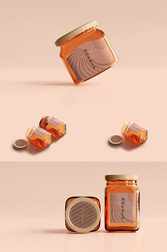 蜂蜜玻璃包装瓶样机贴图