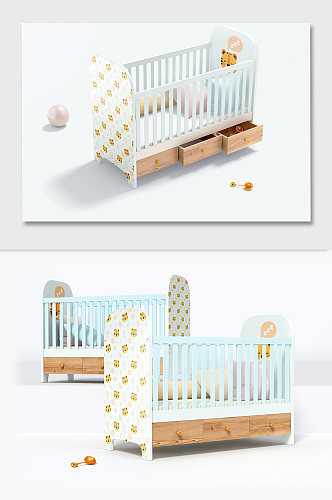 婴儿床样机图案贴图