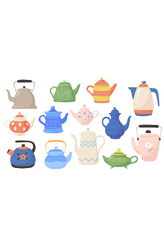 茶壶咖啡壶水壶卡通元素