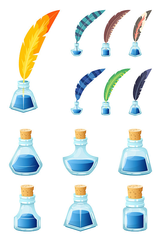 墨水羽毛笔矢量元素-众图网