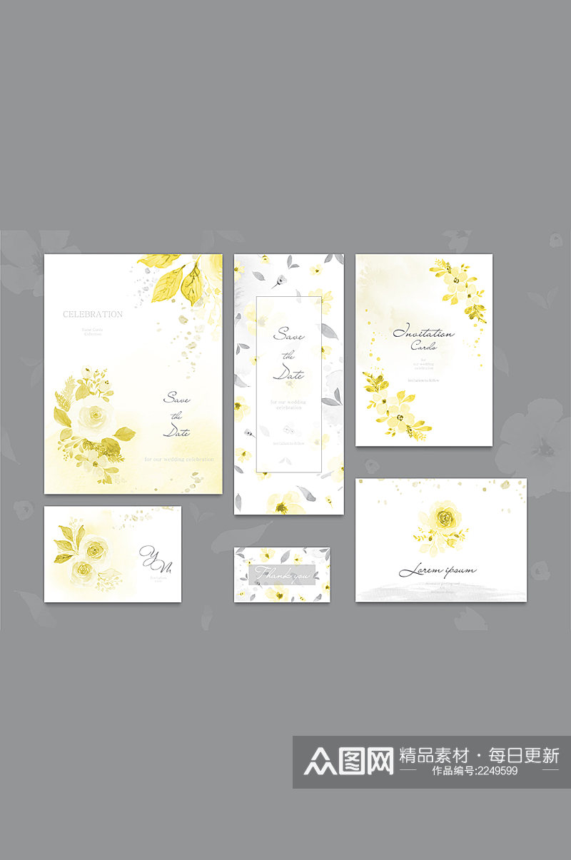 精美金色花卉创意卡片背景元素素材