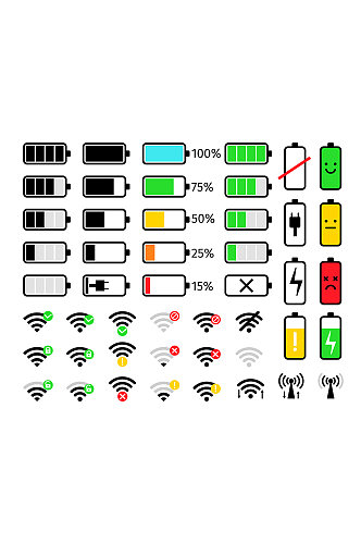 电池电源充电WIFI矢量元素