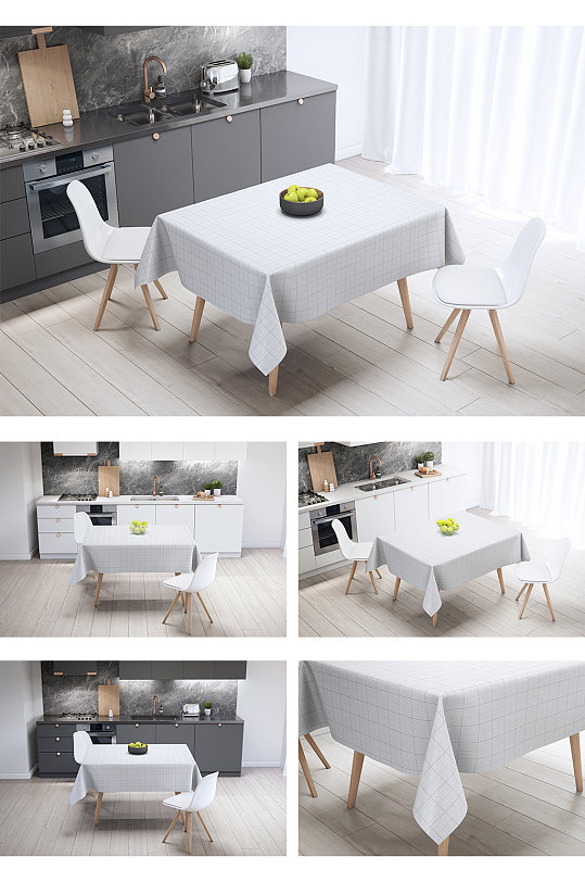 餐桌布场景样机图案贴图