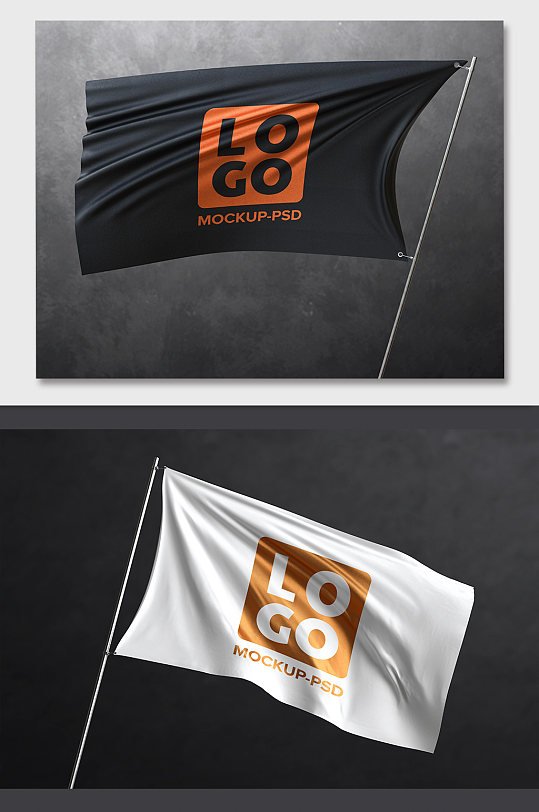 旗帜LOGO图案样机贴图