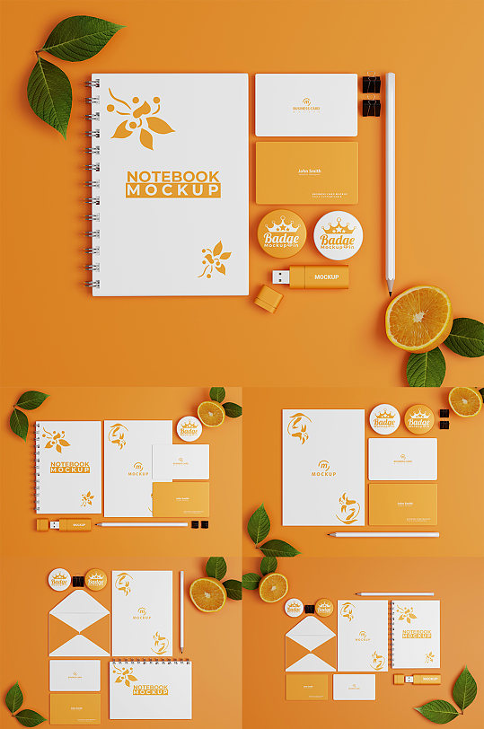 橙色企业vi样机贴图