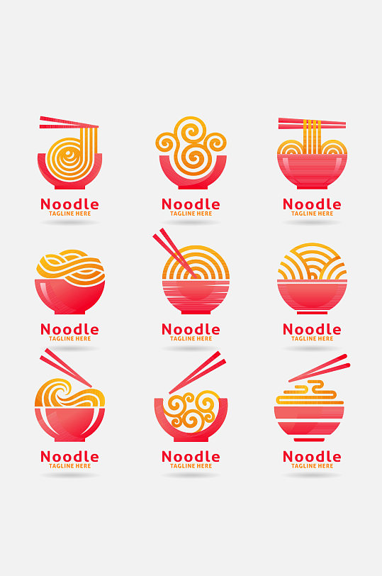 拉面面条矢量logo元素