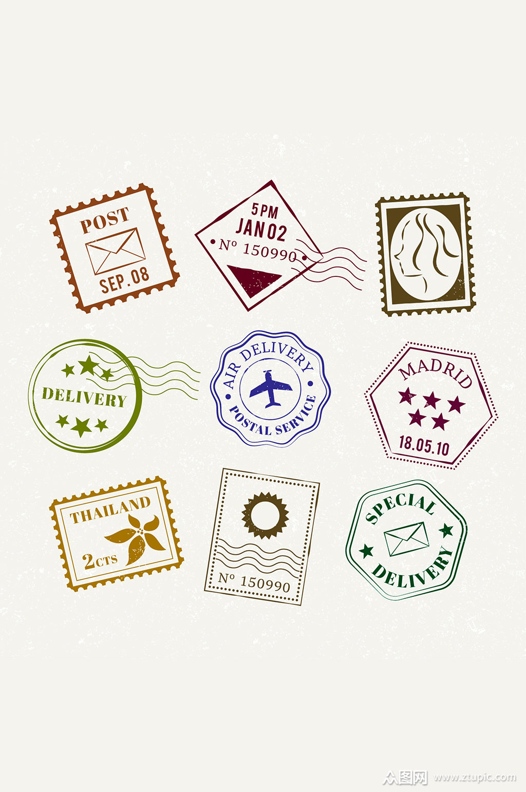 矢量复古邮戳元素