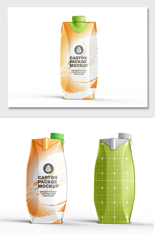 果汁饮料包装纸盒样机图案贴图