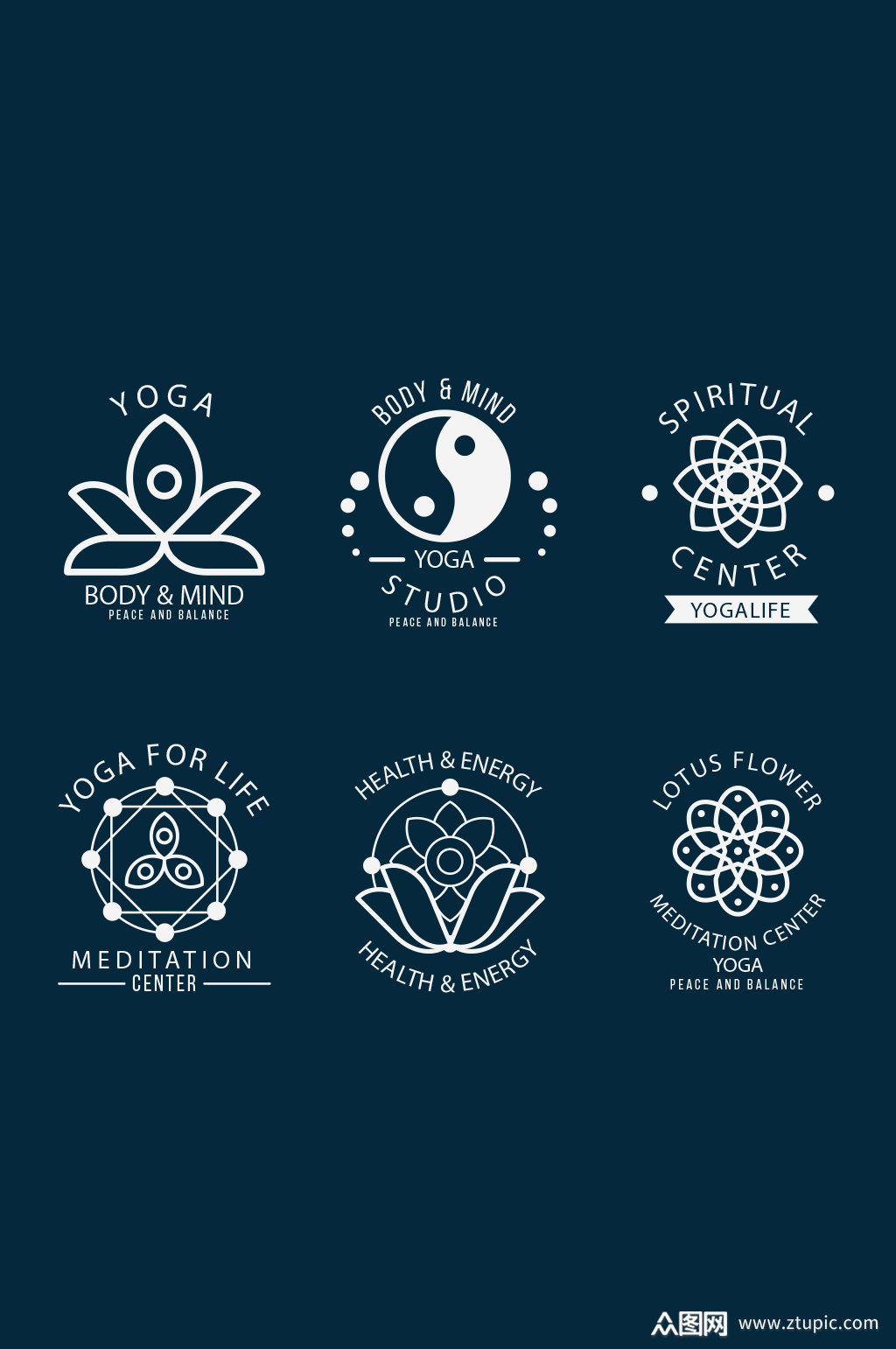 瑜伽手绘矢量logo元素素材