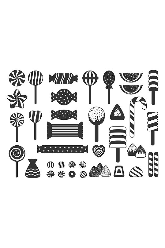 糖果甜品图案剪影