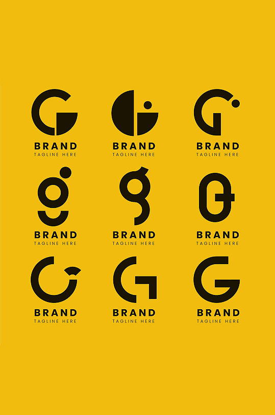 矢量g字母logo元素