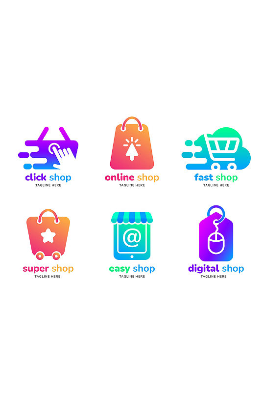 购物车在线购物矢量logo元素