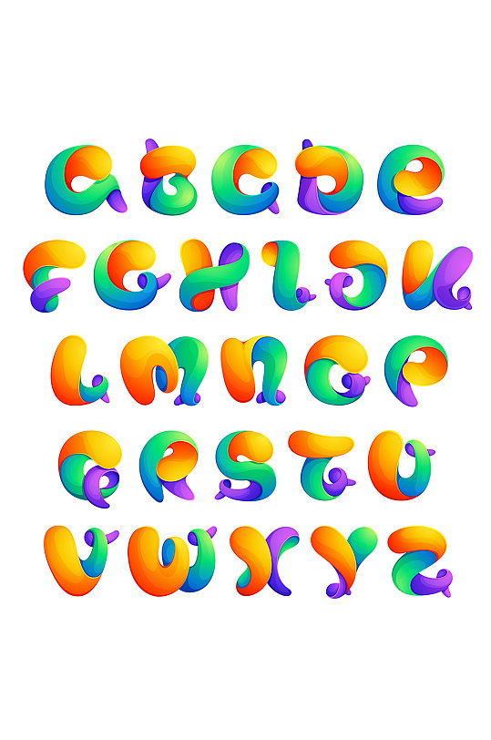 3d立体质感英文字母元素