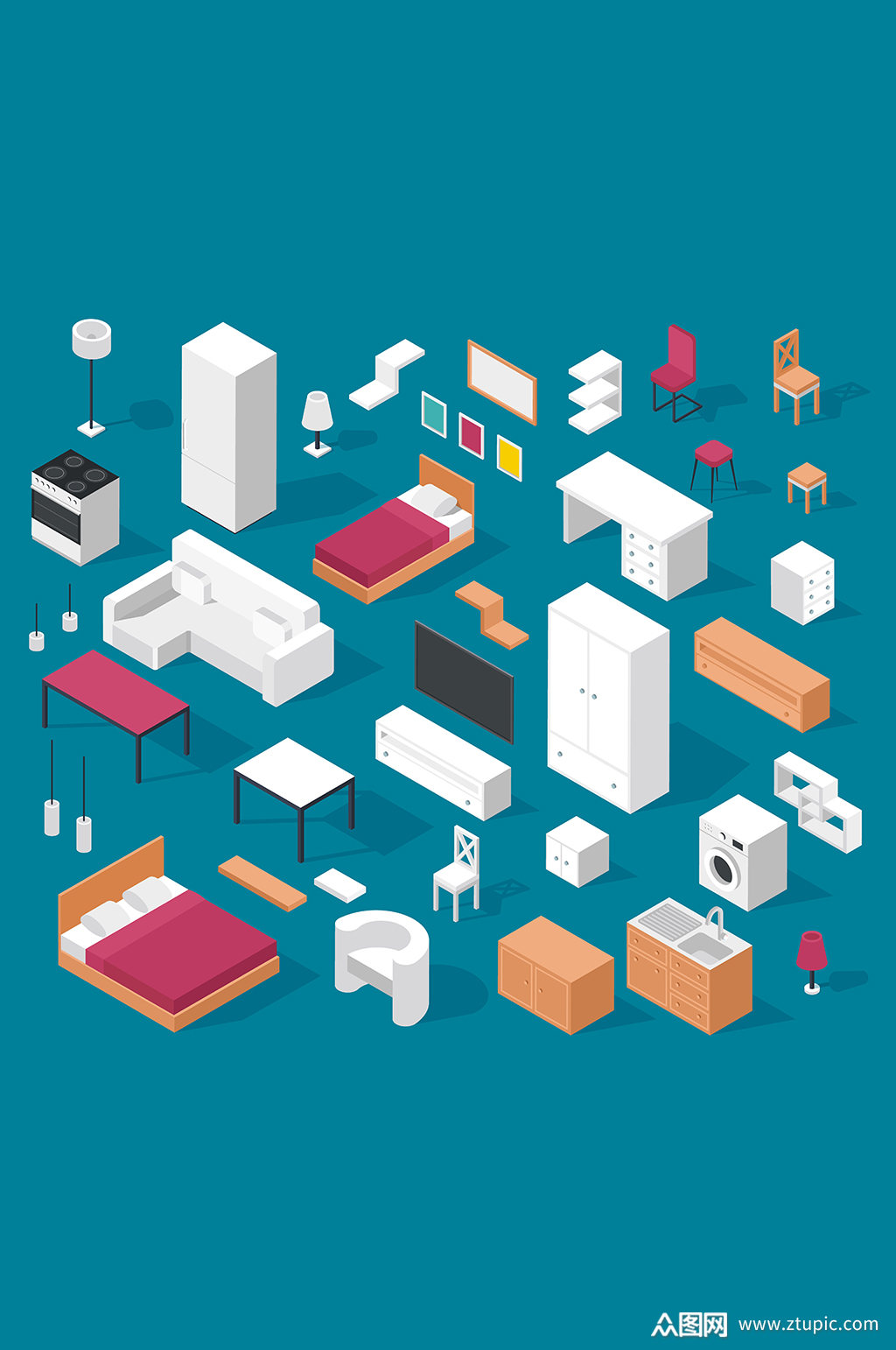 立体家居家具矢量元素素材